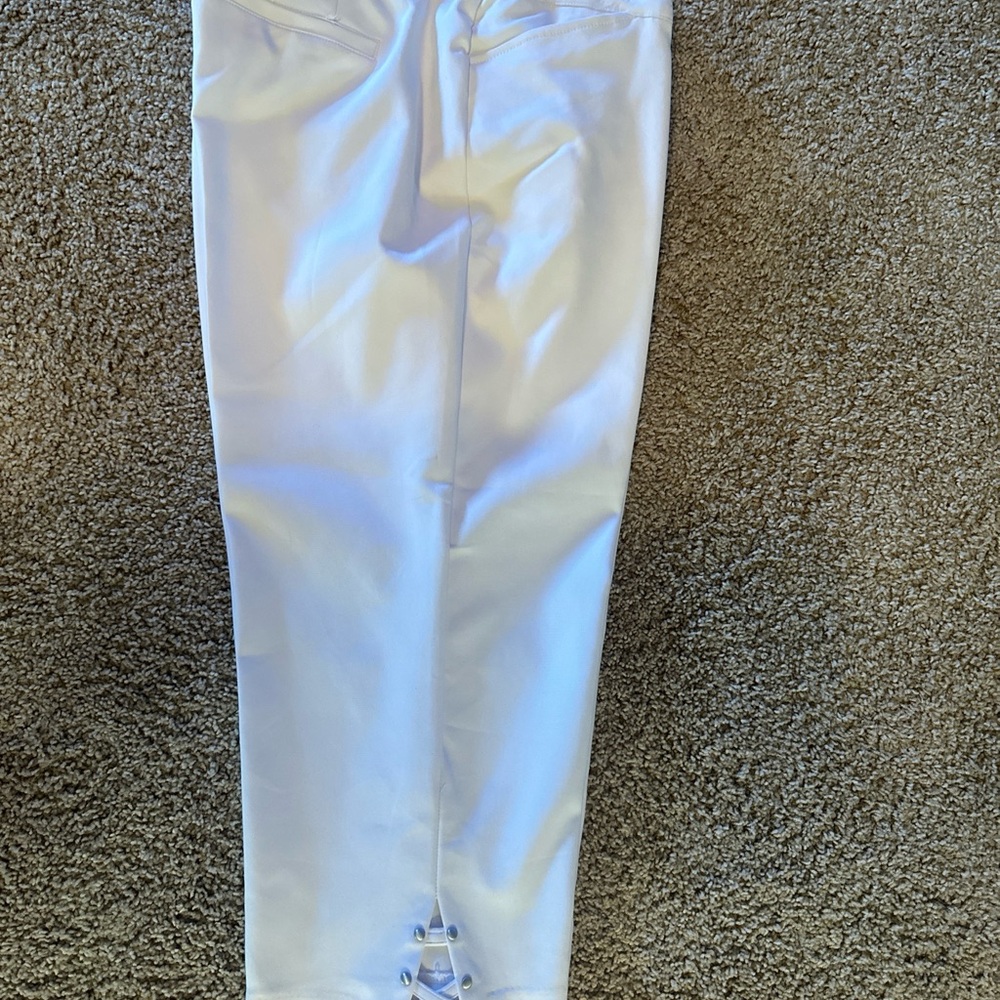 Ruby Rd White Split Lattice Hem Capri Pants Women's Size 16